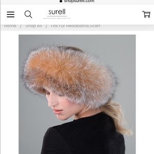 Surell fox fur headband genuine - crystal